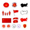 Large set of USSR infographics elements with flags, maps and badges on white Royalty Free Stock Photo