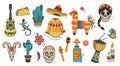 A large set of various Mexican elements.