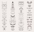 Large set of 76 vector decorative elements. Borders, frames, brackets, rosettes of various shapes for decoration. Old Royalty Free Stock Photo