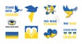 A large set of vector logos and icons with symbols of Ukraine