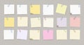 Large set of vector realistic note papers with paper clips. Royalty Free Stock Photo