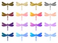 Large set of vector silhouettes of decorative dragonflies on a white background Royalty Free Stock Photo