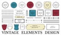 Large Set Of Vintage Elements Design - Different Vector Illustrations Isolated On White Background Royalty Free Stock Photo