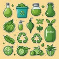 Large set of Zero waste elements. Eco-friendly design with recyclable and reusable products Royalty Free Stock Photo
