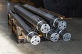 Large shafts after metalworking are in stock