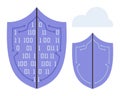 Digital Security Concept with Binary Code Shield and Cloud Computing Protection Royalty Free Stock Photo