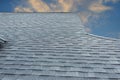 Roof shingles on large building