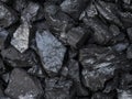 Large shiny chunks of black heating coal, top view