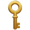 A large golden key on a transparent background Royalty Free Stock Photo