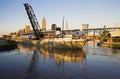 Large ship entering the port of Cleveland