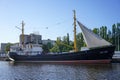 Large ship, in the Museum of the World ocean, standing on the dock on the river Pregolya Royalty Free Stock Photo