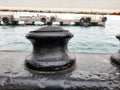 Large ship rope mooring, background