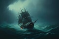 Large ship sailing the ocean, Ivan Aivazovsky style. Generative AI Royalty Free Stock Photo