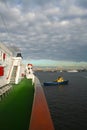 The large ship and small tugboat Royalty Free Stock Photo