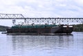 Large shipping boat on the hudson river Royalty Free Stock Photo