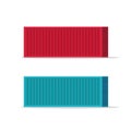 Large shipping containers vector illustration isolated on white background, flat cartoon blue and red cargo container Royalty Free Stock Photo