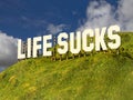 Large sign with phrase LIFE SUCKS