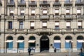 Large signage of Credit Suisse bank on building headquarters in Zurich city Switzerland on March 16 2023