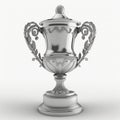 Large silver trophy on white background, AI generated