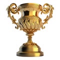 Large golden trophy on transparent background