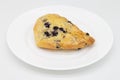 Simple Blueberry Scone on a White Plate with a White Background