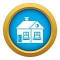 Large single-storey house icon blue vector isolated