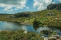 Large sinkhole in a dam lake on the highlands Royalty Free Stock Photo