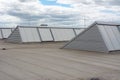 Large skylights and hydro insulation membranes on modern industrial hall