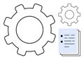 Gear Mechanisms and Documents Highlighting Process and Workflow Management Royalty Free Stock Photo