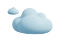 Two light blue cartoon clouds isolated on transparent background Royalty Free Stock Photo