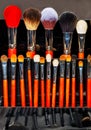 Large and small makeup brushes in different shapes
