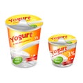 Large and small plastic cup for yogurt