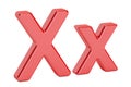 Large and small red letter X, 3D rendering Royalty Free Stock Photo