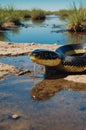 Yellow-lipped Sea Krait Exploring Coastal Pools On a Sunny Day Royalty Free Stock Photo