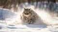 A large snow cat fierce expression generative AI