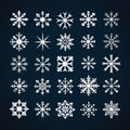Large Snowflake Vector Icon Set: Simple And Graphic Design Elements Royalty Free Stock Photo
