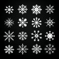 Large Snowflake Vector Icon Set: Simple And Graphic Design Elements Royalty Free Stock Photo