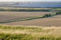 A large solar farm amongst fields Royalty Free Stock Photo