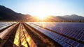 A large solar farm in the desert generates clean, renewable energy Royalty Free Stock Photo