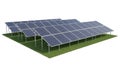 Large solar panel array installed in a lush green field Royalty Free Stock Photo