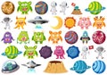 Large space themed set Royalty Free Stock Photo