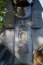 Large sphinx at the base of London`s Cleopatra`s Needle. Royalty Free Stock Photo