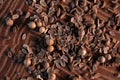 Large spices on a wooden Board. Restaurant menu, a series of photos of various dishes