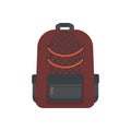 Large sports backpack cherry with gray pockets isolated on a white background