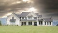 Rural Spacious Country Farmhouse Mansion New Home House Chilliwack Canada Stormy Clouds Royalty Free Stock Photo