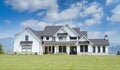 Spacious Country Farmhouse Mansion New Home House Chilliwack Canada Sunny Clouds Royalty Free Stock Photo