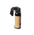 Large spray can with isolate on a white back. Black spray bottle with red button. Pepper spray for self defense