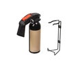 Large spray can with isolate on a white back. Black spray bottle with red button. Pepper spray for self defense