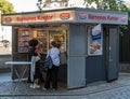 Large square, with the old sausage cart, the children`s office`s profits go to weak children