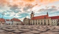 Sibiu, Romania.City Hall and Brukenthal palace in Transylvania.